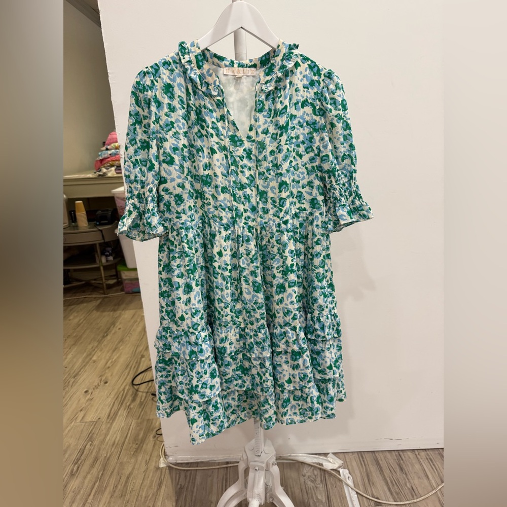 Karlie Blue and Green Floral Blouse